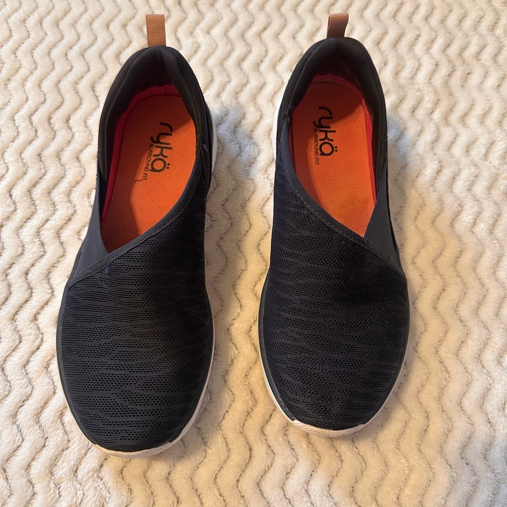 Ryka Women's Black and Orange Slip-On Sneakers